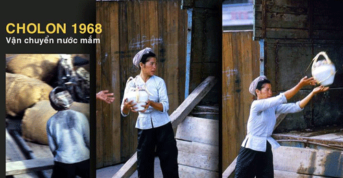 Vận chuyển nước mắm truyền thống tại Chợ Lớn (Sài Thành) năm 1968. Ảnh: T.L